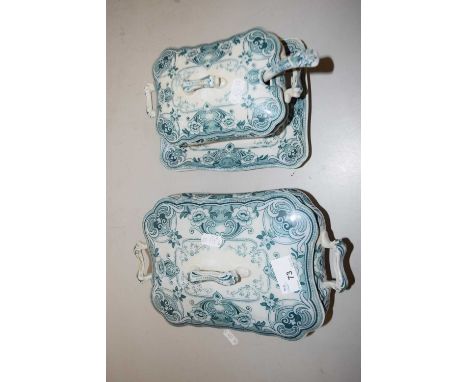 A Devon pattern vegetable dish together with a Devon pattern sauce tureen with ladle