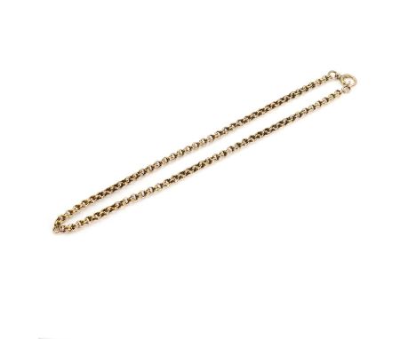 A Victorian belcher link chain, with double effect belcher links, one later jump ring to centre, to a half solid bolt ring, 3