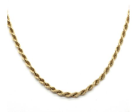A 9ct gold rope chain necklace and bracelet, the necklace with hollow links, to a bolt ring clasp, 760mm long, Birmingham 197