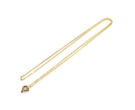 A gold cable link chain, tested as approximately 18ct gold, with a base metal bolt ring clasp. 540mm long, 3.32gCondition Rep