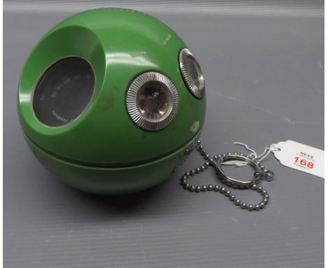 Retro green Bakelite spherical portable radio, by National Panasonic, Model No R-70, 5ins diameter  