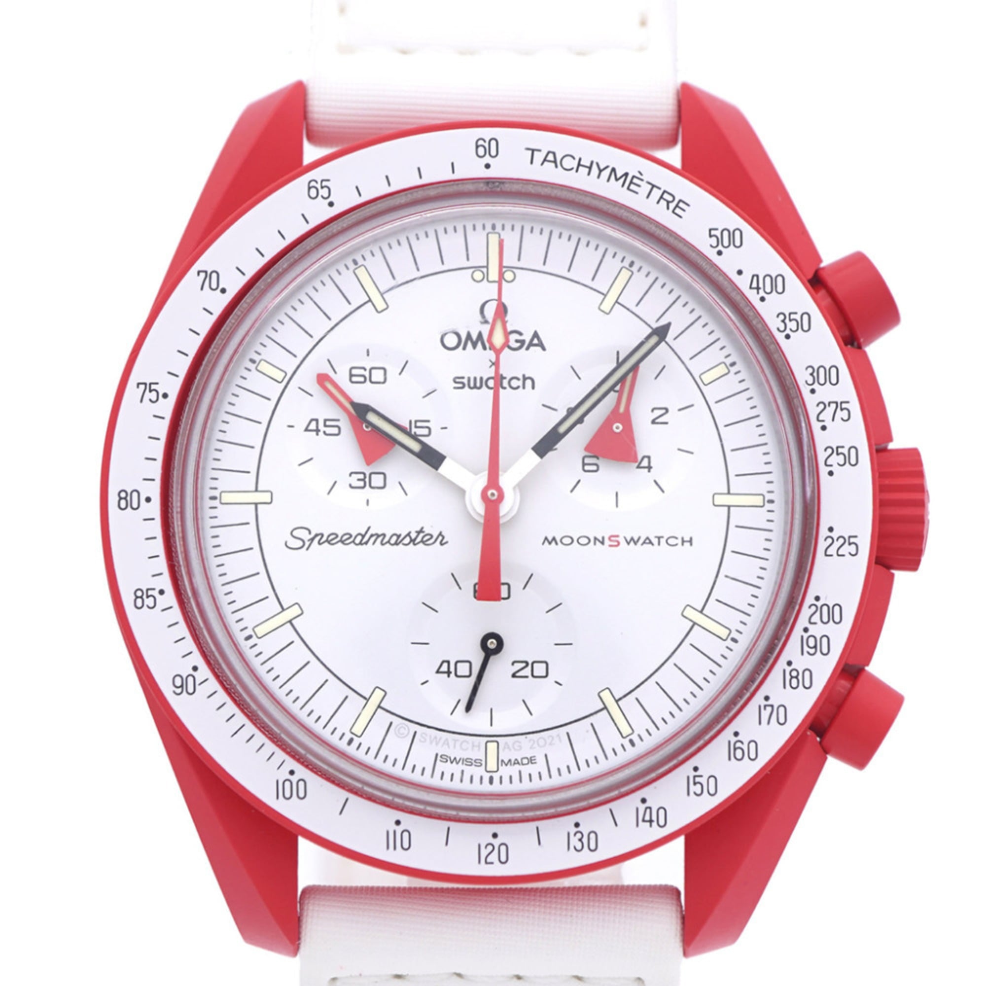 Omega x Swatch Speedmaster Moonwatch Mission to the Mars SO33M100 Quartz Wristwatch with Nylon and B