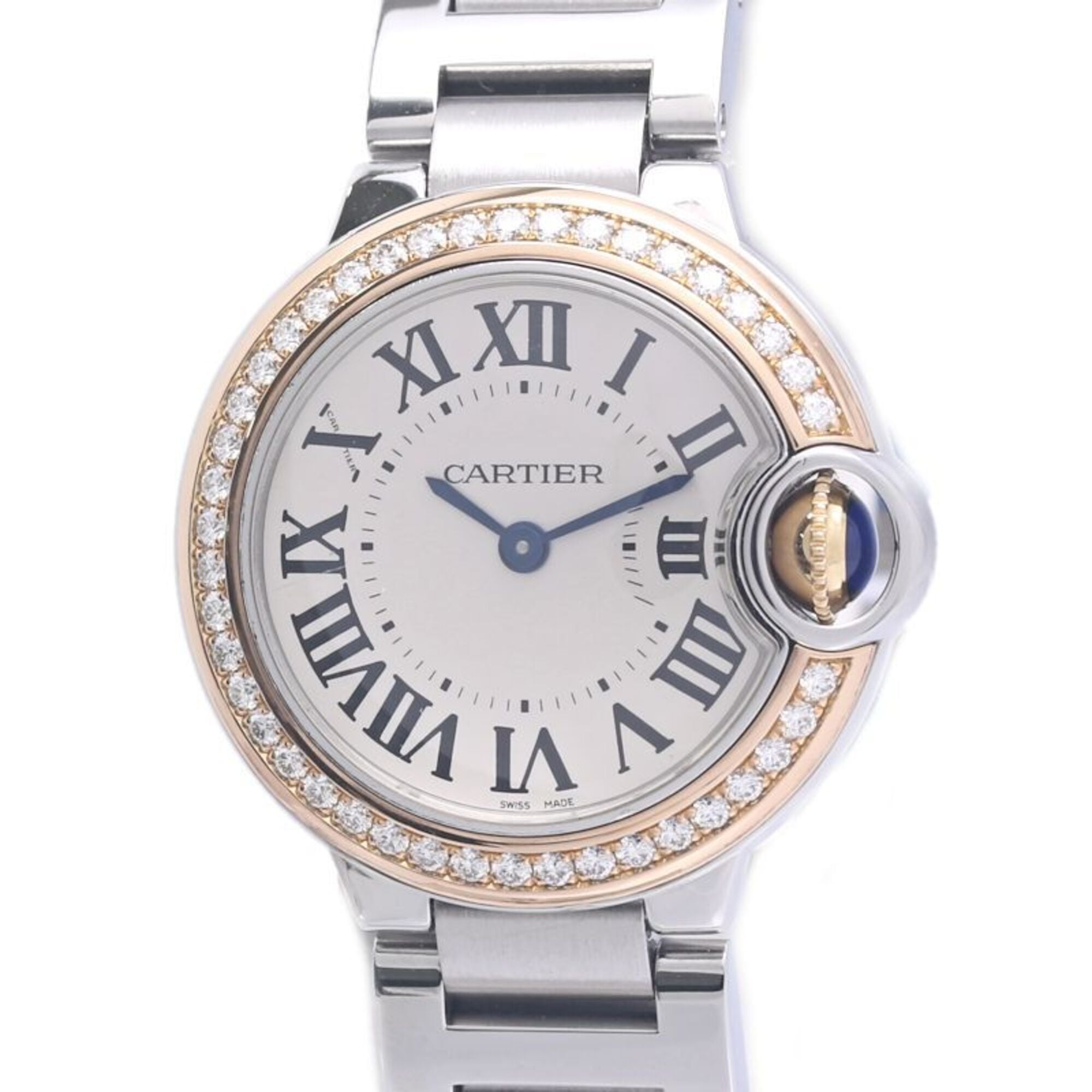 CARTIER Cartier Ballon Bleu SM Bezel Diamond WE902079 Women\'s Watch K18PGxSS 40308