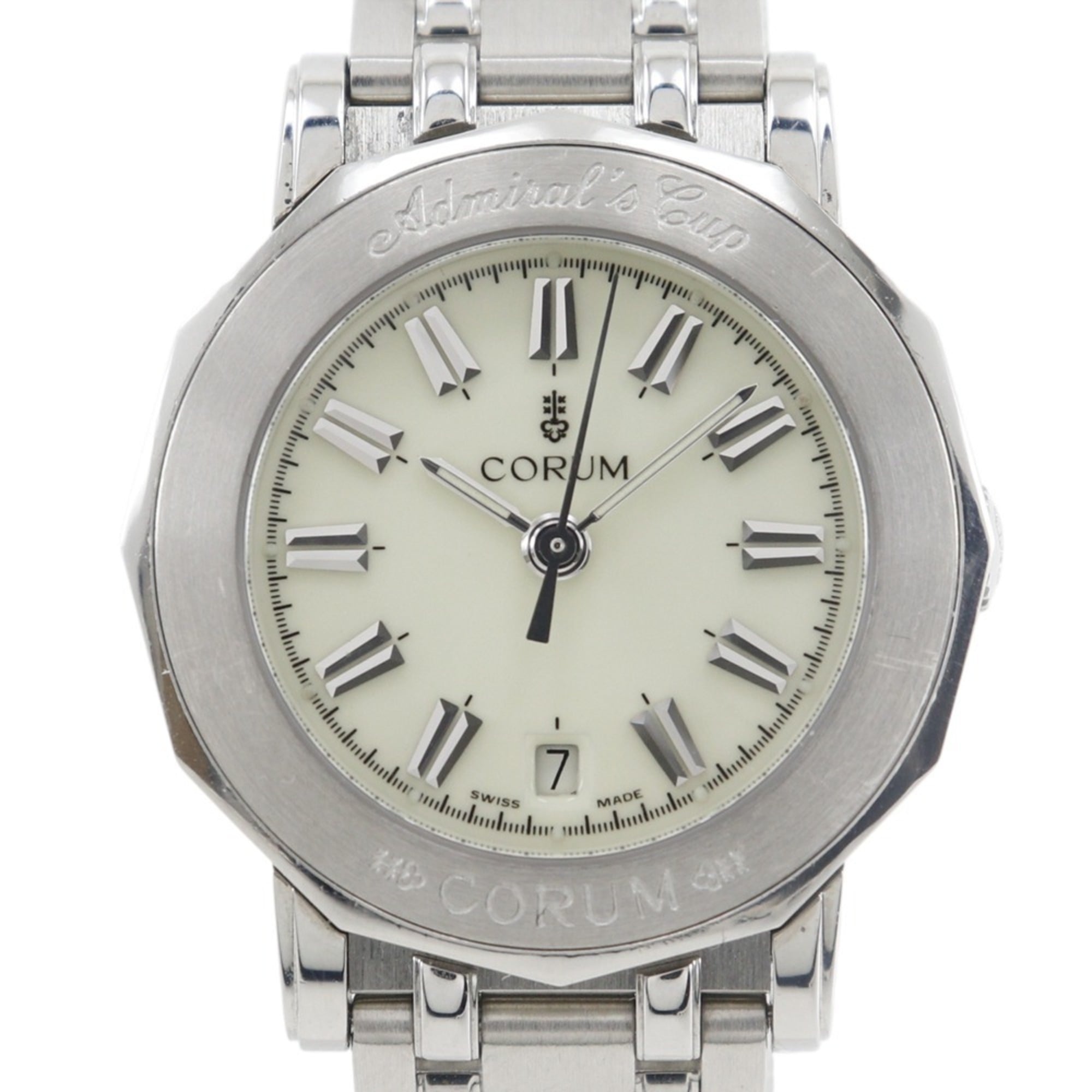 Corum Admiral\'s Cup Watch, 39.130.20.V585, Stainless Steel, Quartz Movement, Analog Display, Ivory