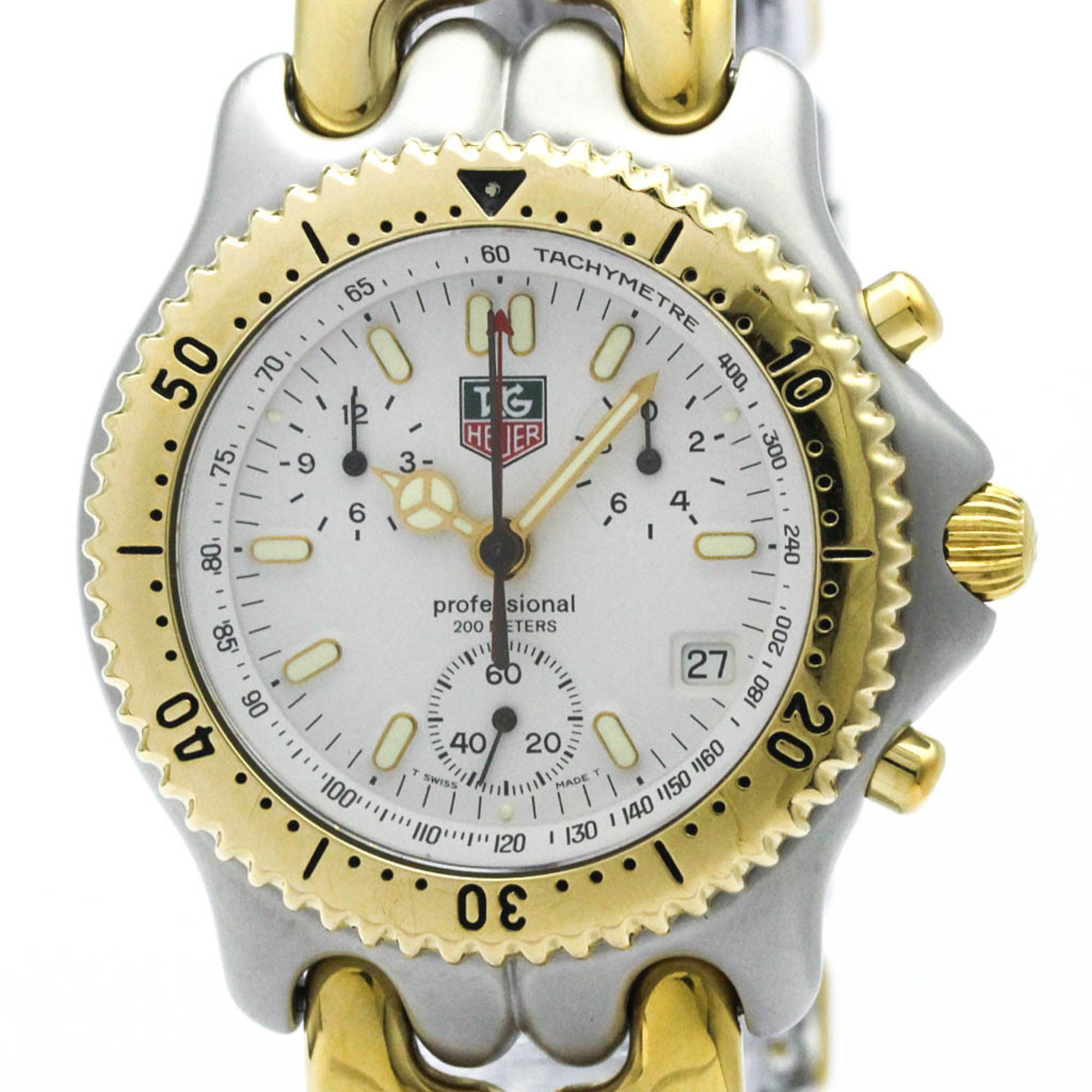 TAG HEUER Sel Chronograph Gold Plated Steel Mens Watch S35.006 Polished