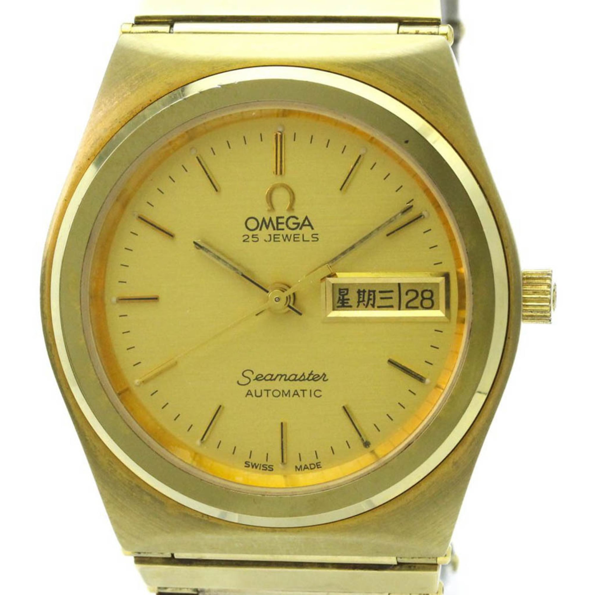 OMEGA Seamaster Day Date Cal.2836-2 Gold Plated Automatic Mens Watch 366.0884 Vintage