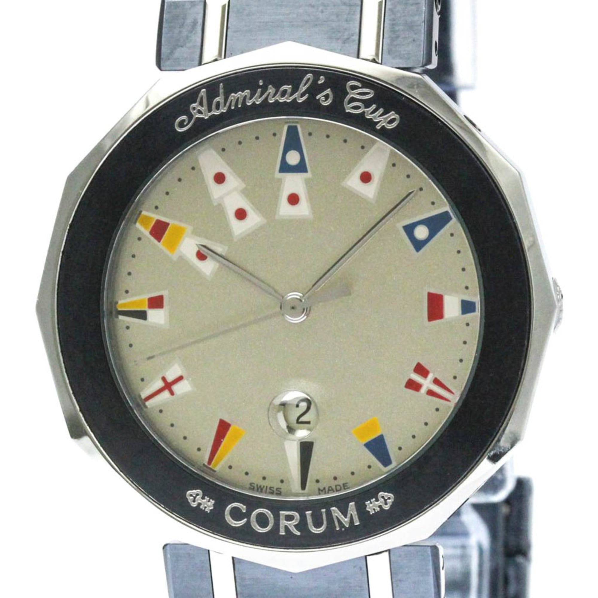 CORUM Admirals Cup Stainless Steel Quartz Mens Watch 99.810.30 Polished
