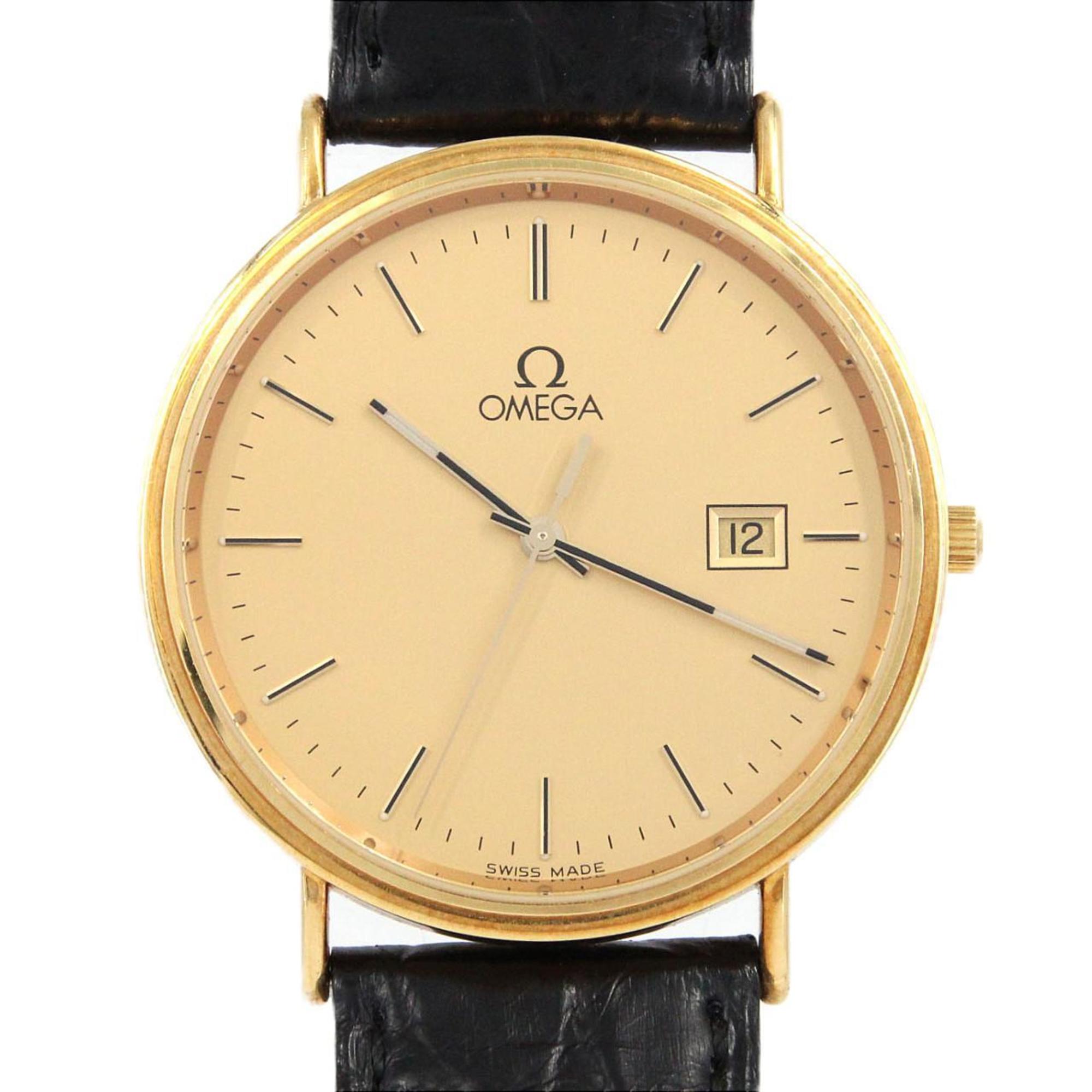 Omega Round Case YG Quartz Watch