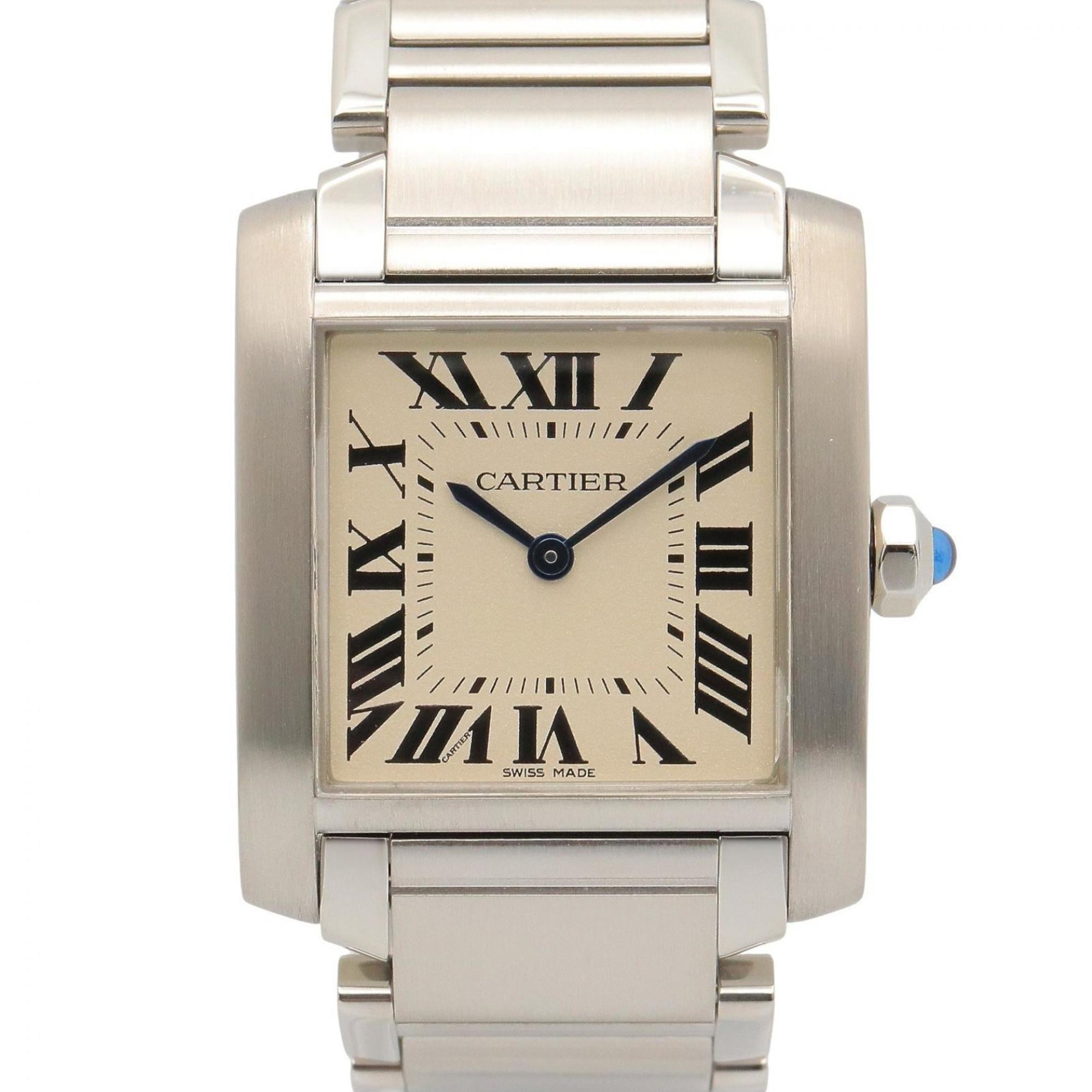 Cartier Tank Franaise MM Watch, Stainless Steel, Boys\' Size, Ivory (WSTA0005)