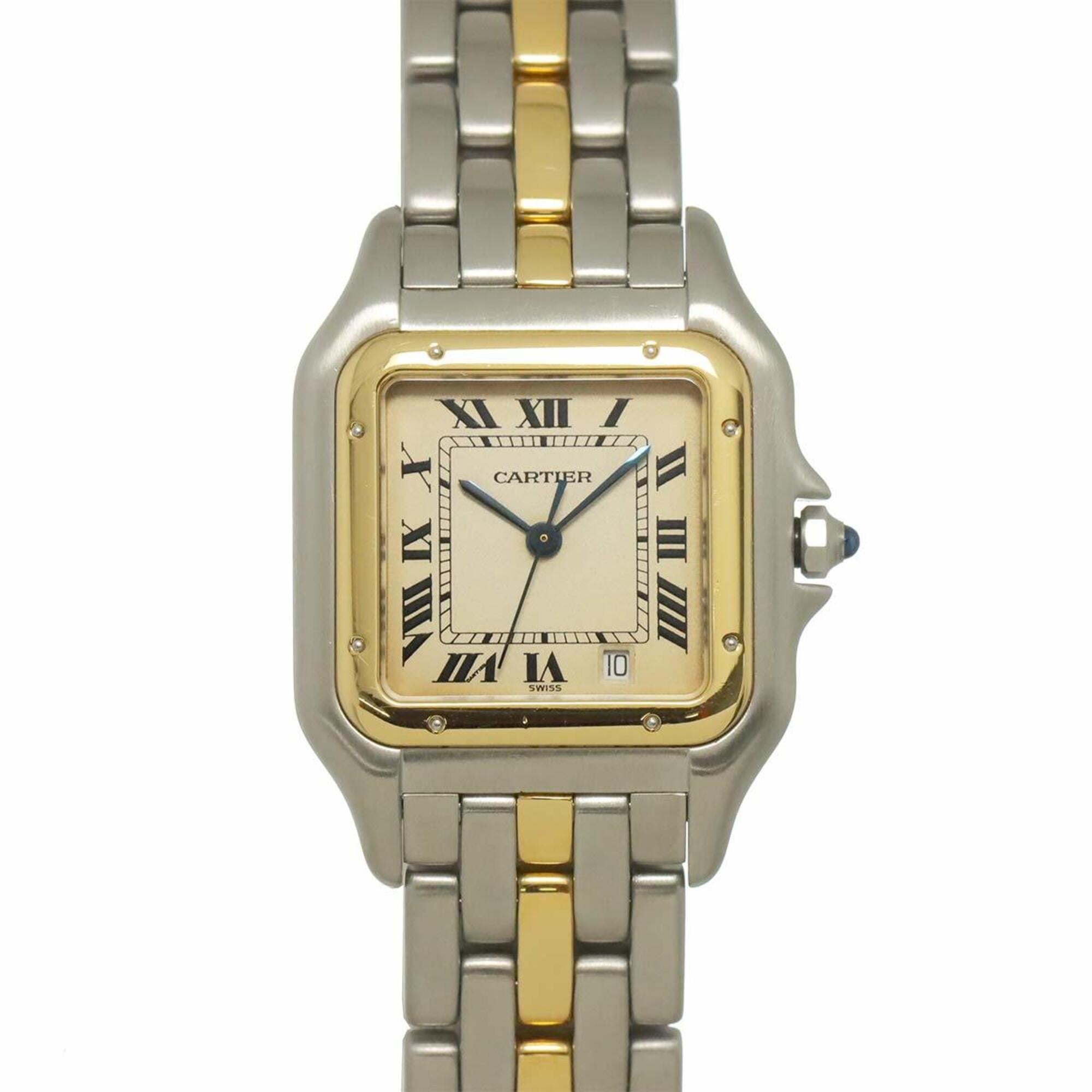 Cartier Panthre MM 1-Row 83083242 Date Two-Tone Boys\' Watch Ivory YG Yellow Gold Quartz