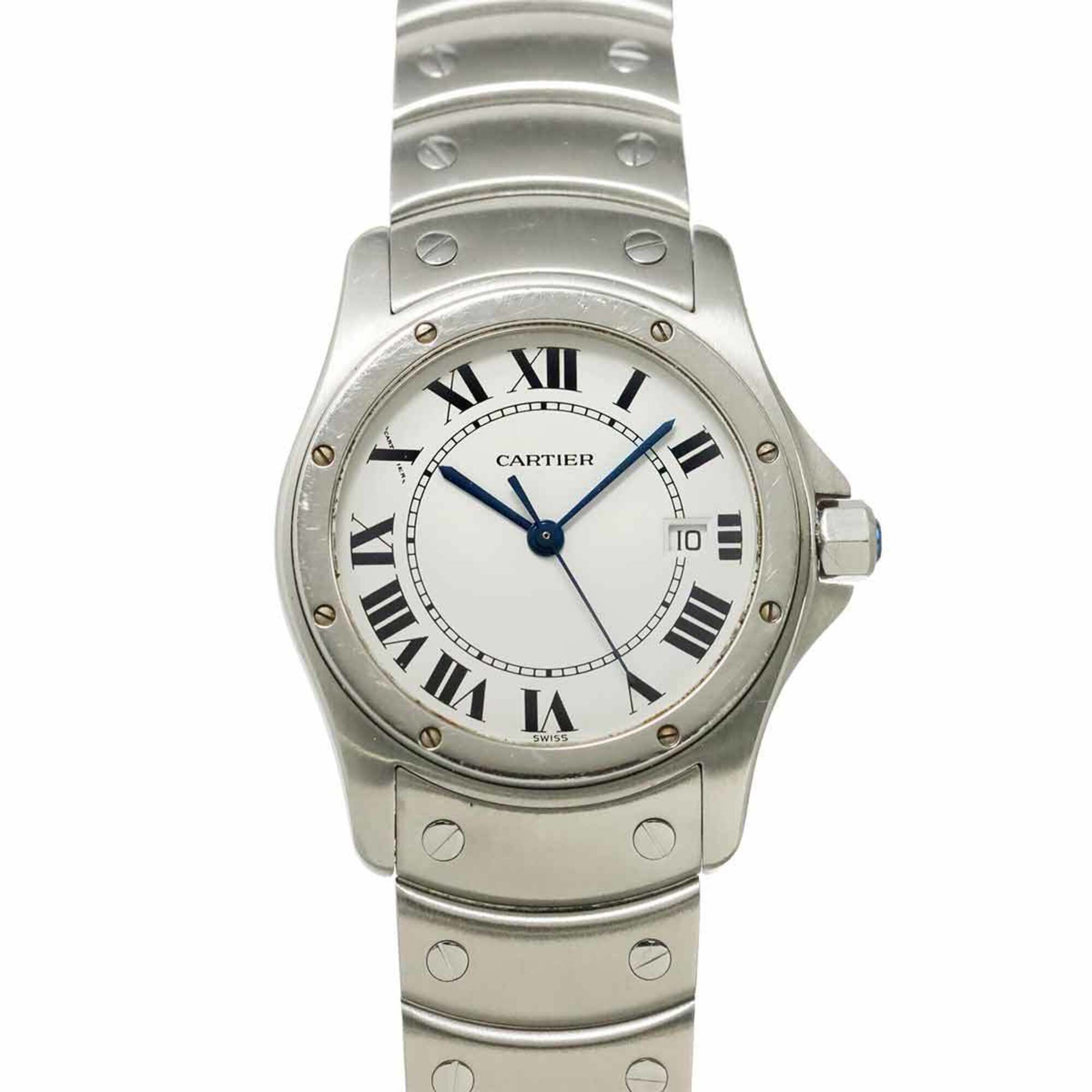 Cartier Santos Ronde MM W20027K1 Boys\' Watch, Date, White Quartz Watch