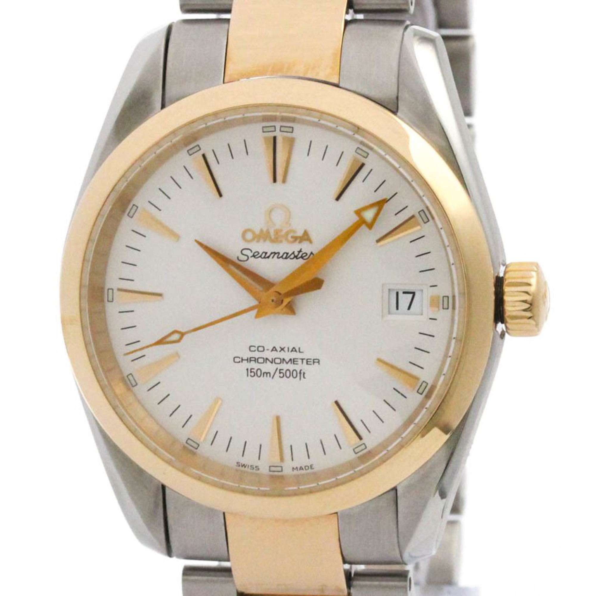 OMEGA Seamaster Aqua Terra K18 Pink Gold Steel Watch 2304.30 Polished
