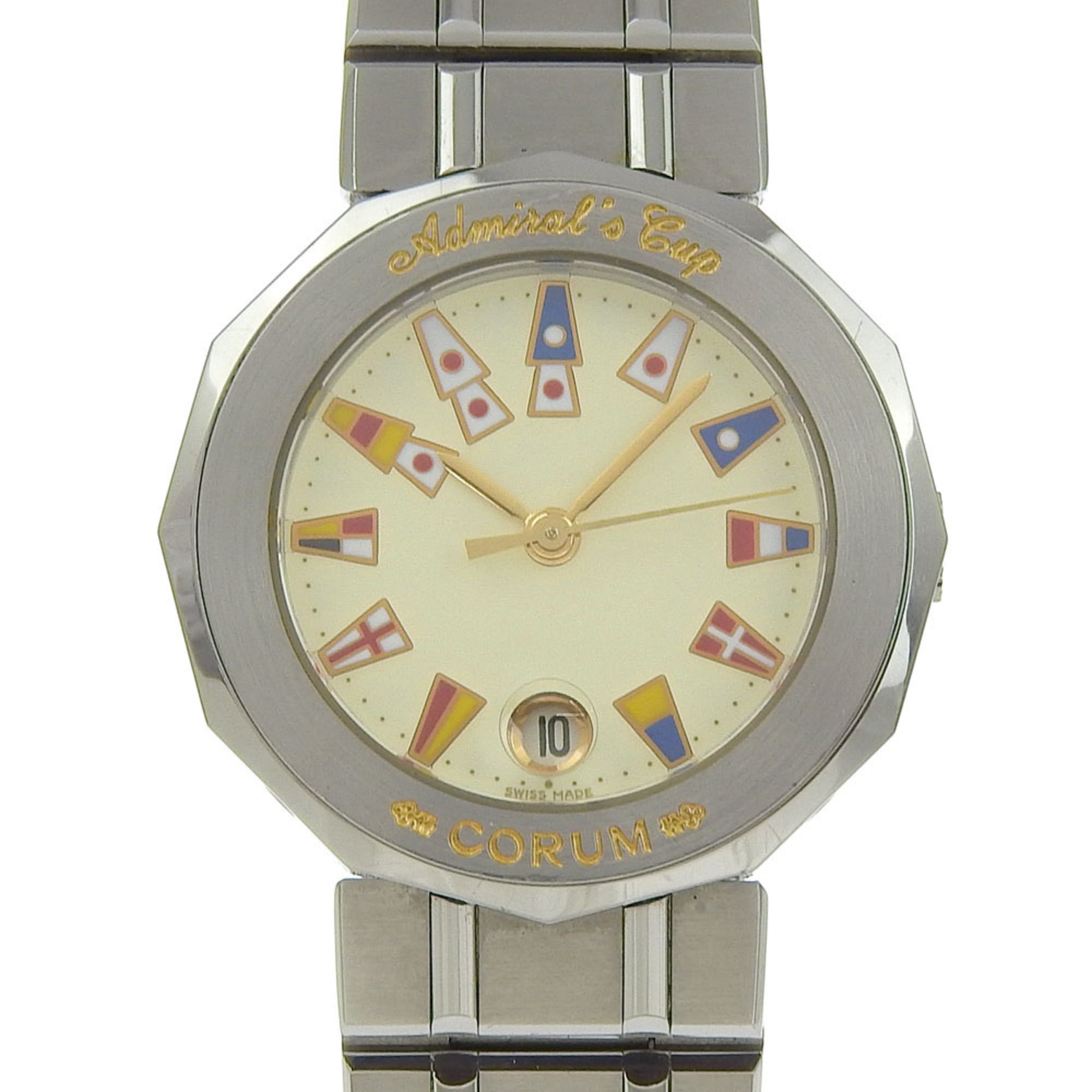 Corum Admiral\'s Cup Watch 39.610.20 V-50 Stainless Steel Quartz Analog Display White Dial Women\'s