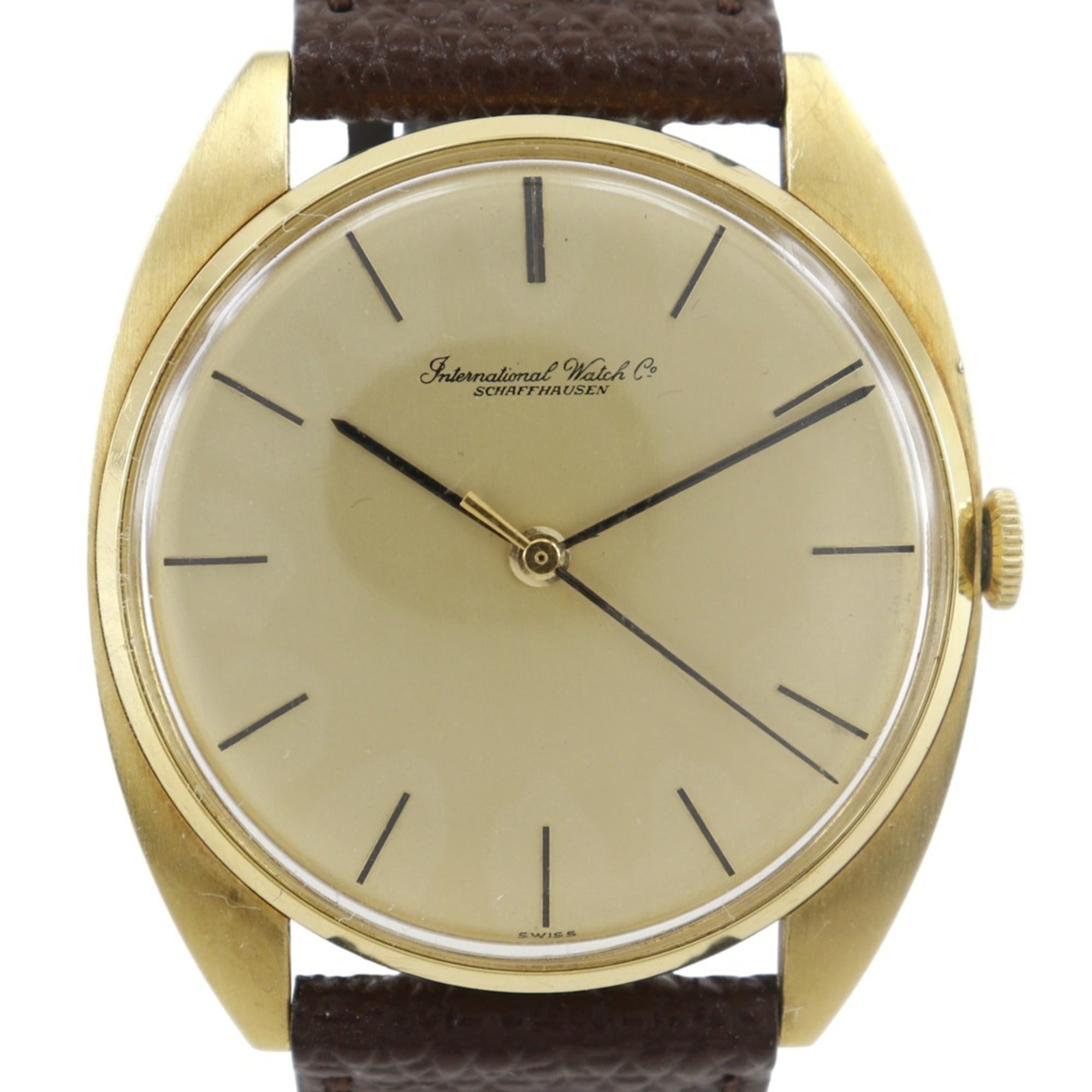 IWC Schaffhausen Vintage Caliber 403 Watch, 18K Yellow Gold with Embossed Leather, Manual Winding, A