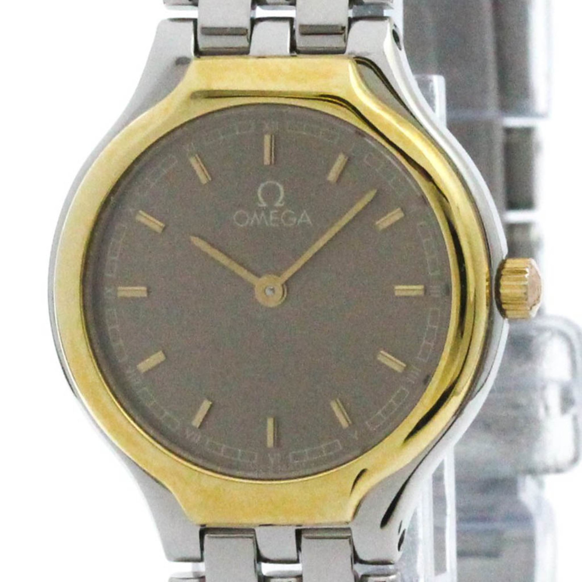 Polished OMEGA De Ville Symbol K18 Gold Stainless Steel Ladies Watch