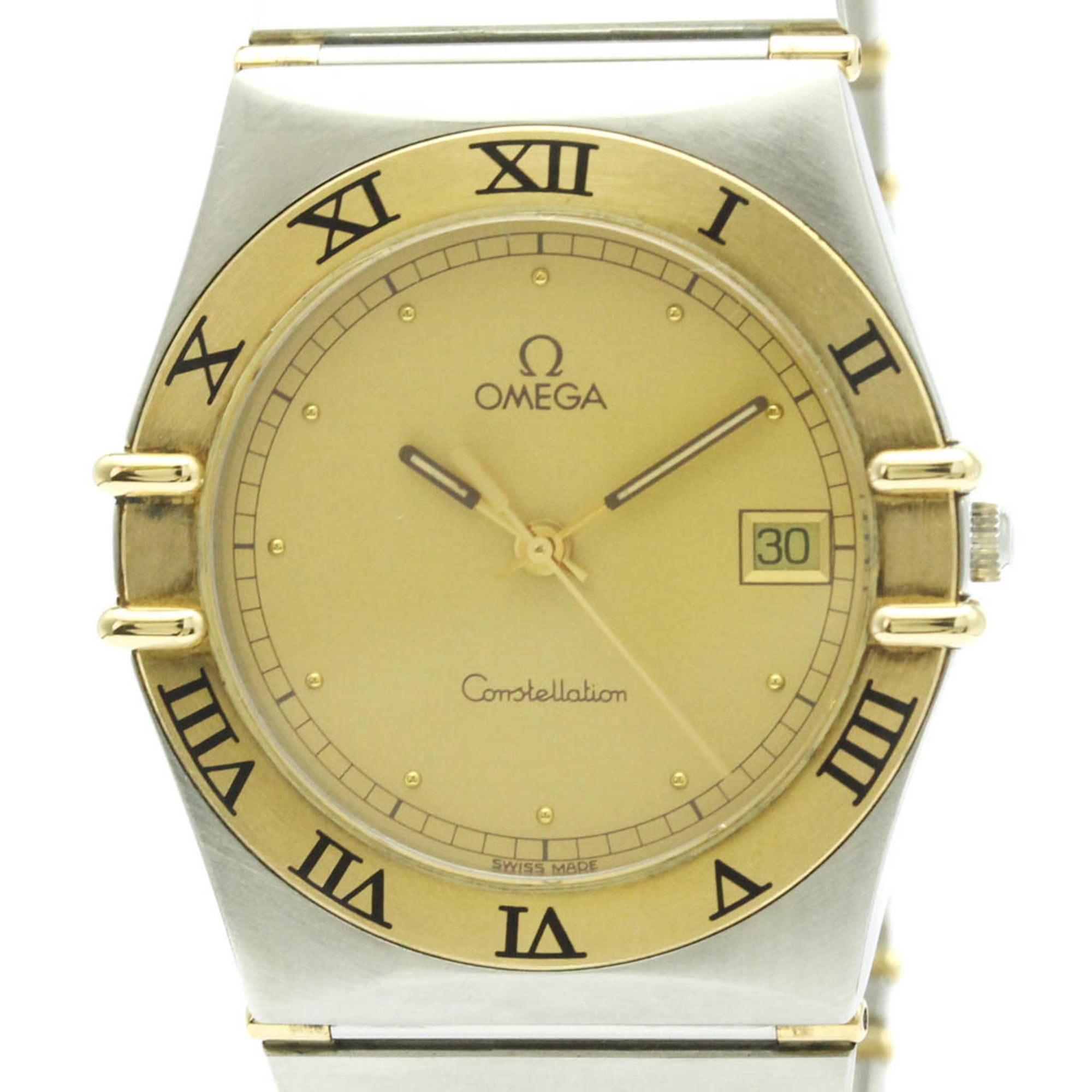 OMEGA Constellation 18K Gold Steel Quartz Mens Watch 396.1080 Polished