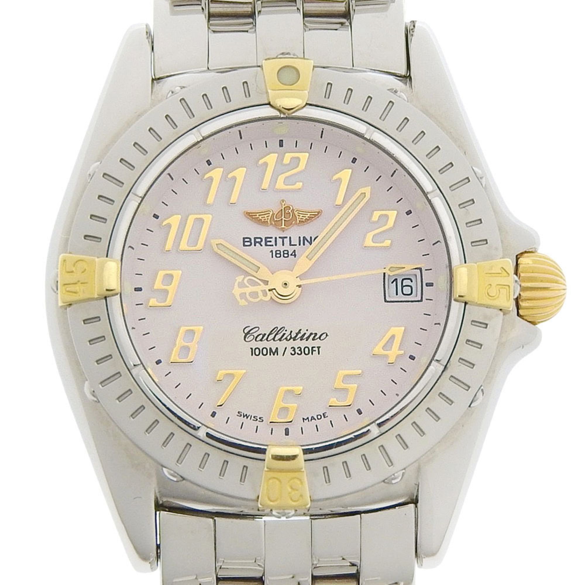 Breitling BREITLING Calistino Date B52345 Light Pink Dial Stainless Steel Quartz 28mm Watch