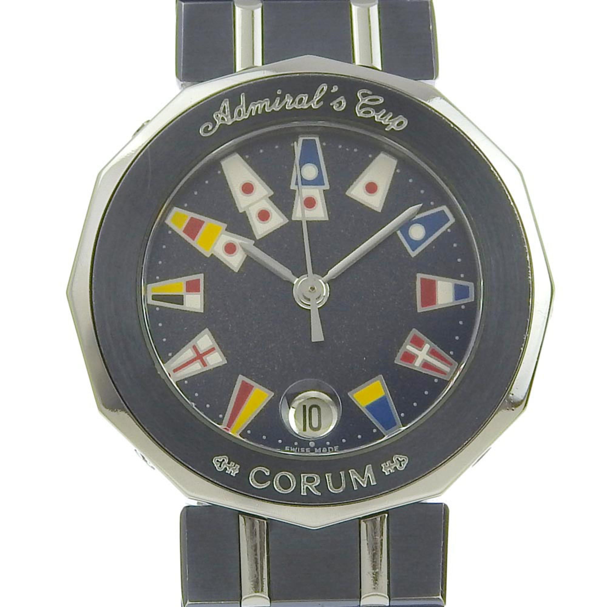 CORUM Corum Admiral\'s Cup Watch 39.610.30 V-50 Stainless Steel x Gun Blue Navy Quartz Analog Displa