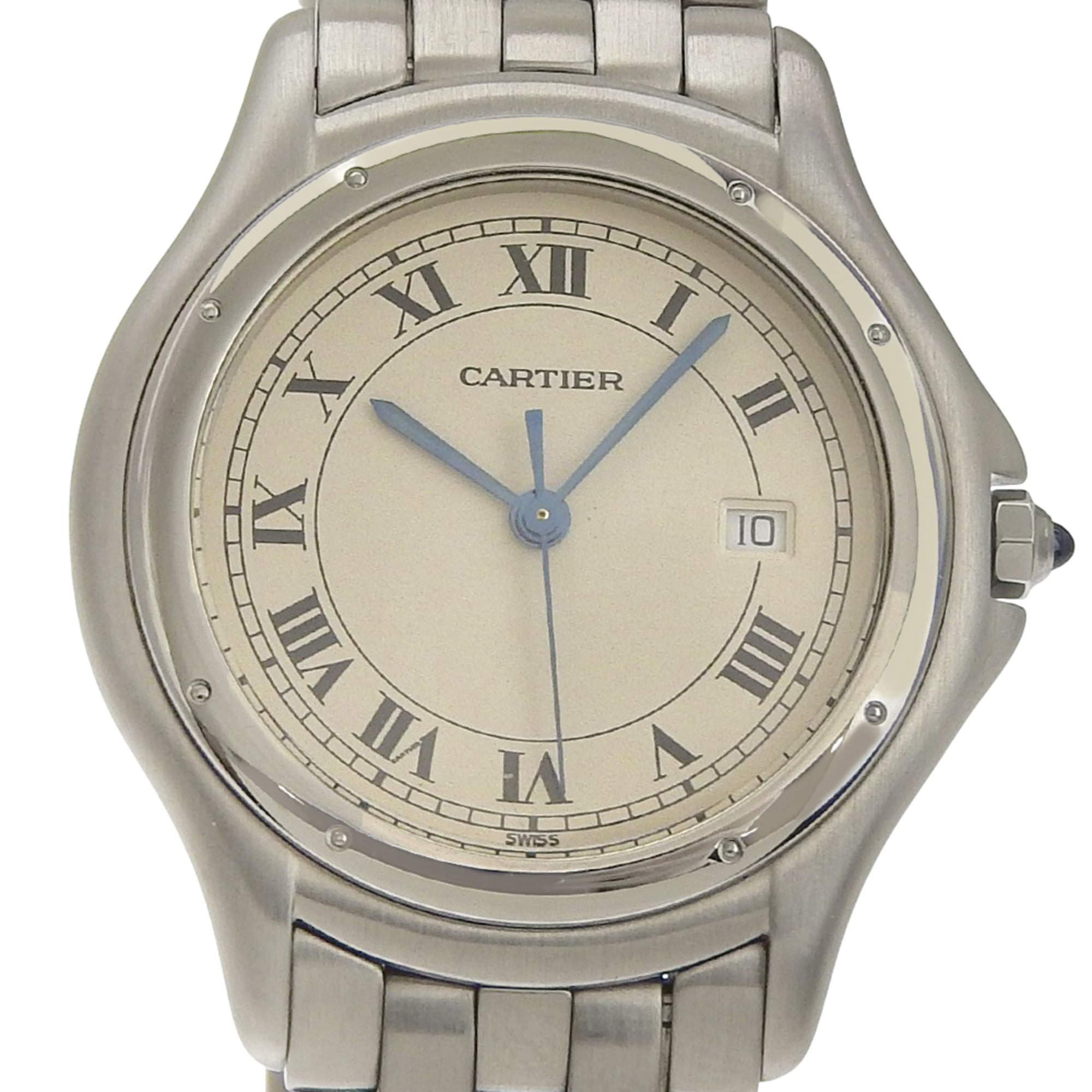 Cartier Panthre Cougar LM watch, cal.87 W5002F5, stainless steel, quartz, analog display, white dia