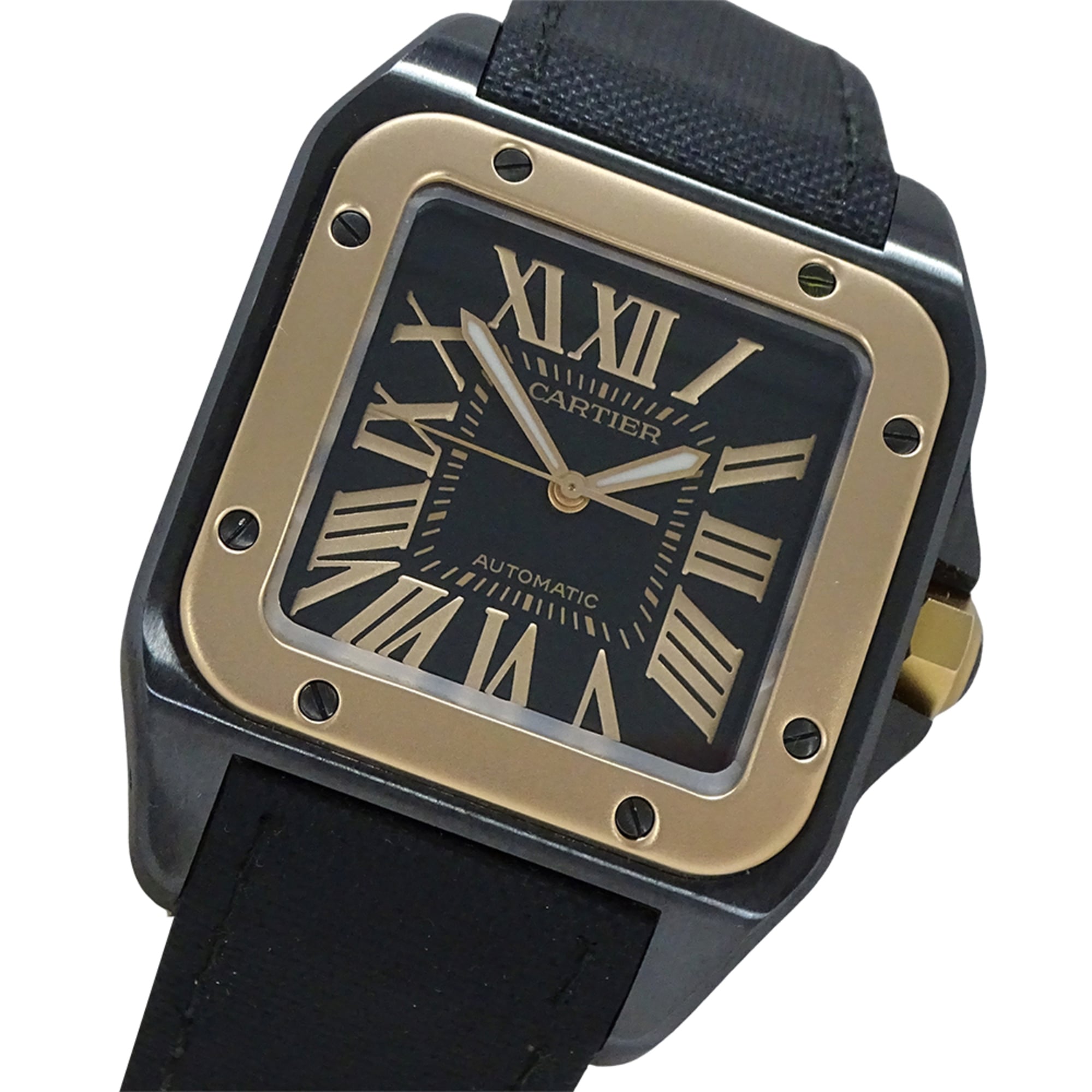 Cartier men\'s watch, Santos 100 LM, automatic movement, stainless steel (SS), pink gold (750PG), ny