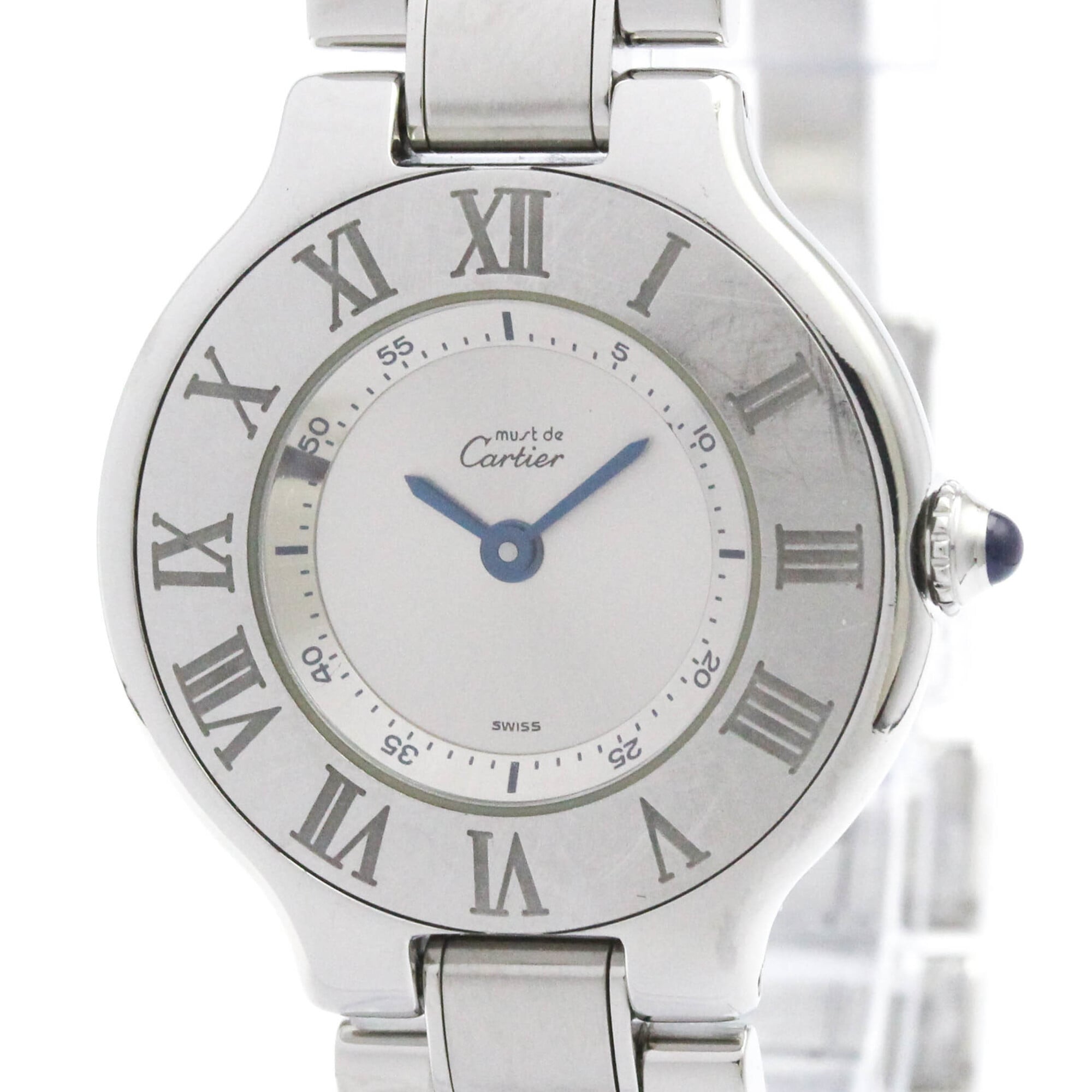 CARTIER Must 21 Stainless Steel Quartz Ladies Watch W10109T2 Polished