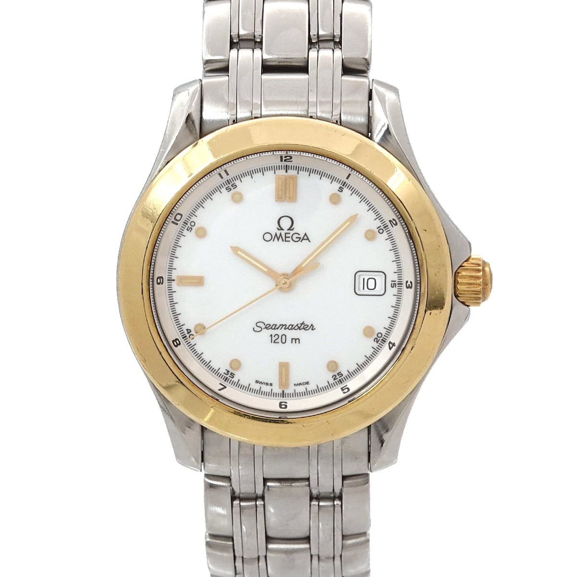 Omega Seamaster 120 Two-Tone Men\'s Watch, Date, White/YG Yellow Gold, Quartz Watch