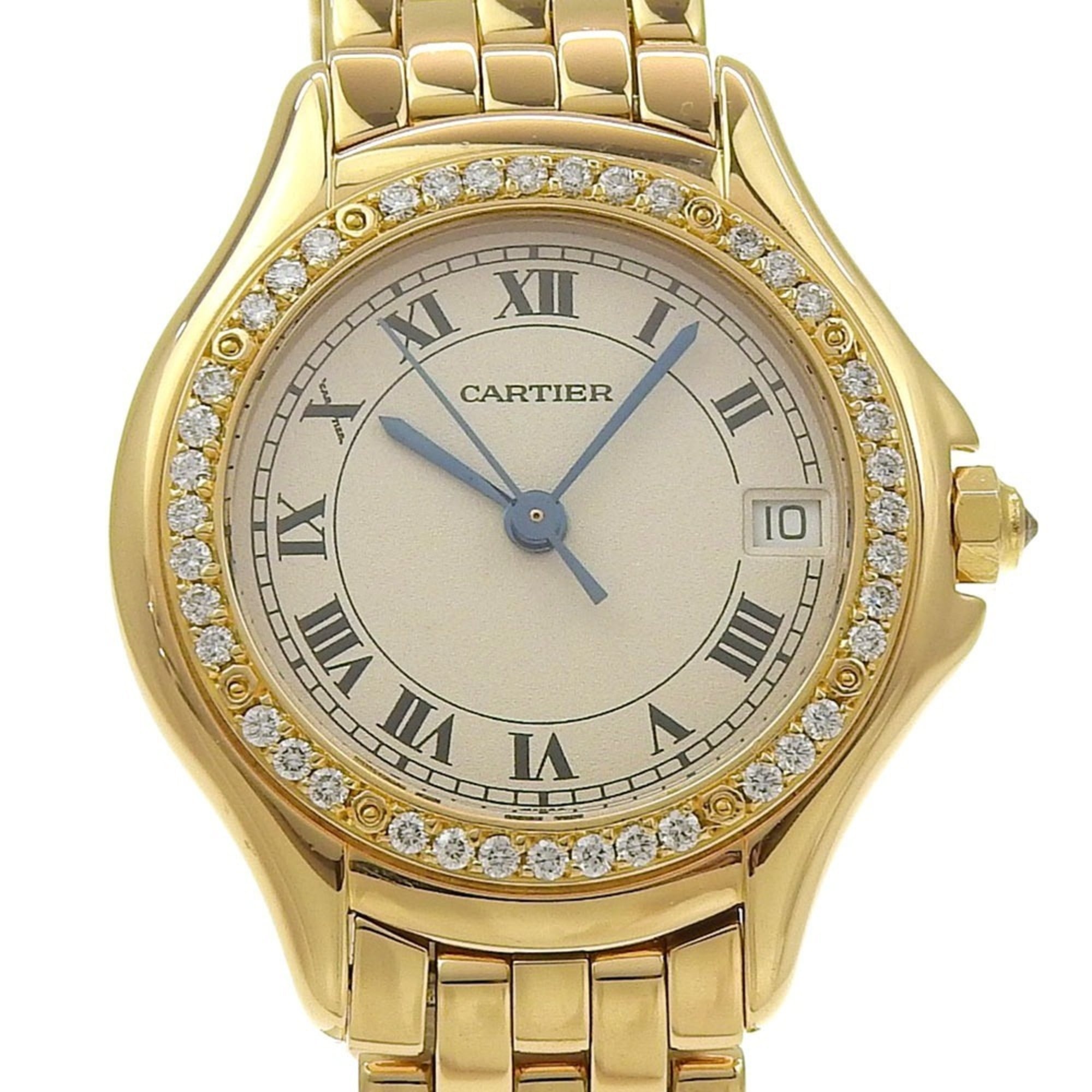 Cartier Panthre Cougar WF8001B9 watch, 18K yellow gold with diamonds, quartz, analog, ivory dial, w