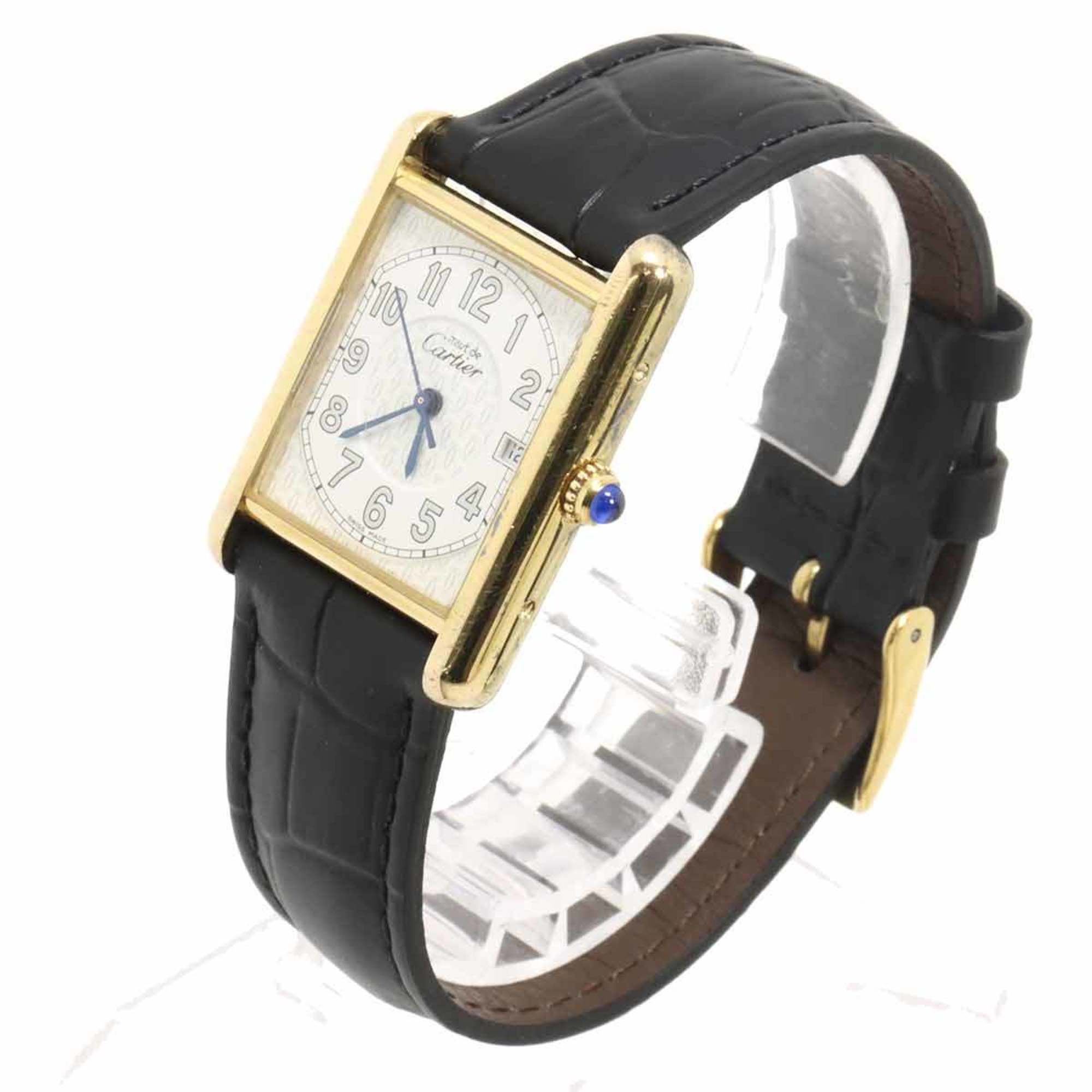Cartier Must Tank Vermeil XL W1013954 Men\'s Watch White SV925 Quartz