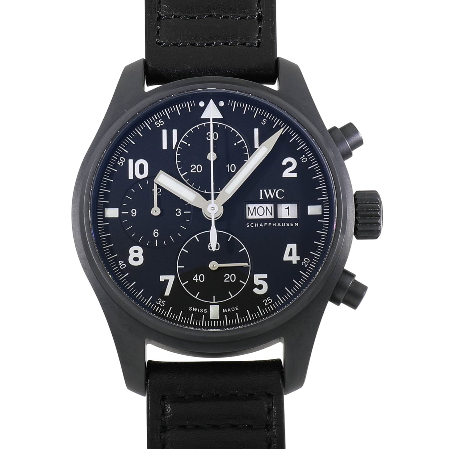 2021 [USED] IWC PILOT WATCH CHTONOGRAPH TRIBUTE TO 3705 1000PCS LIMITED EDITION IW387905 BLACK Watch
