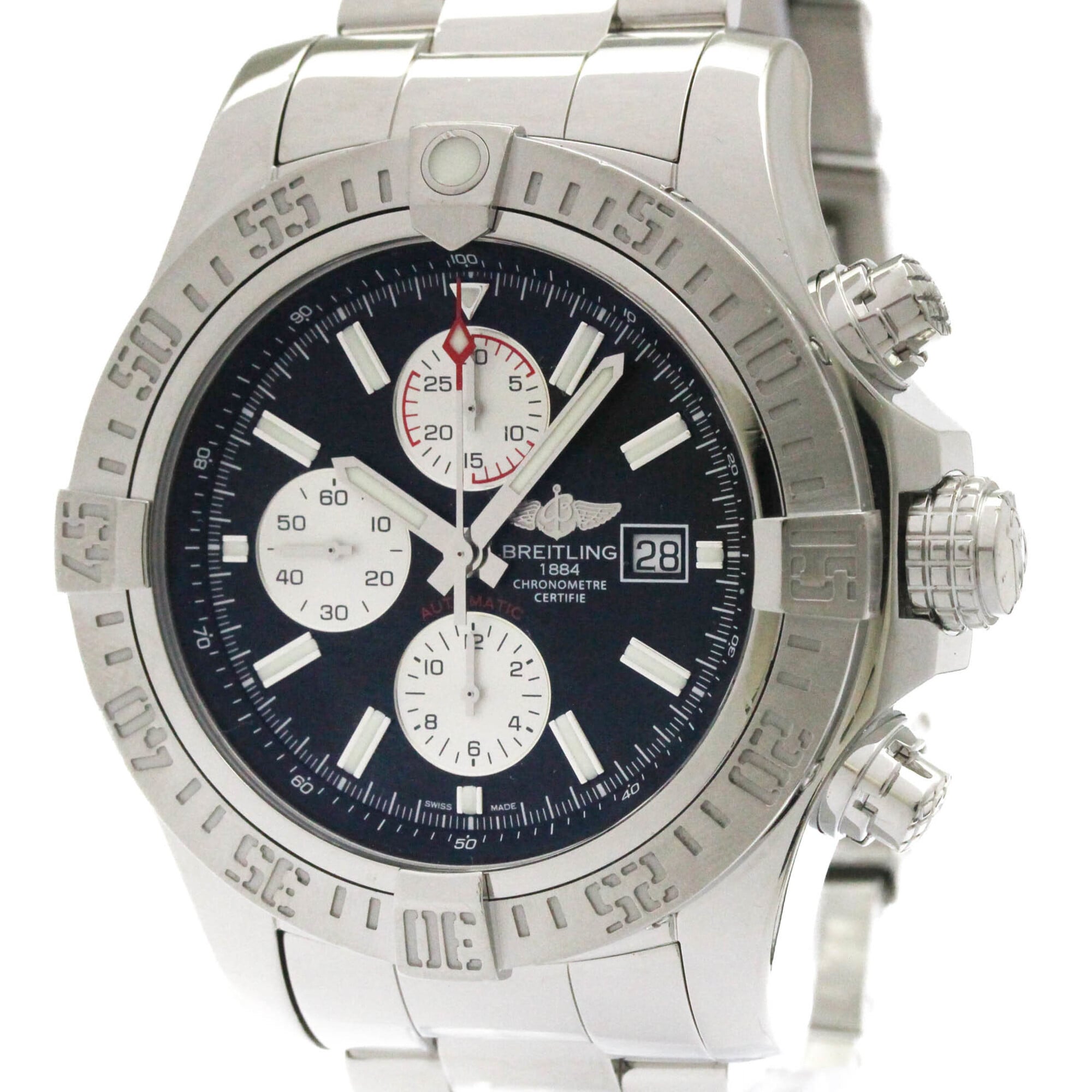 BREITLING Super Avenger ll Chronograph Steel Mens Watch A13371 Polished