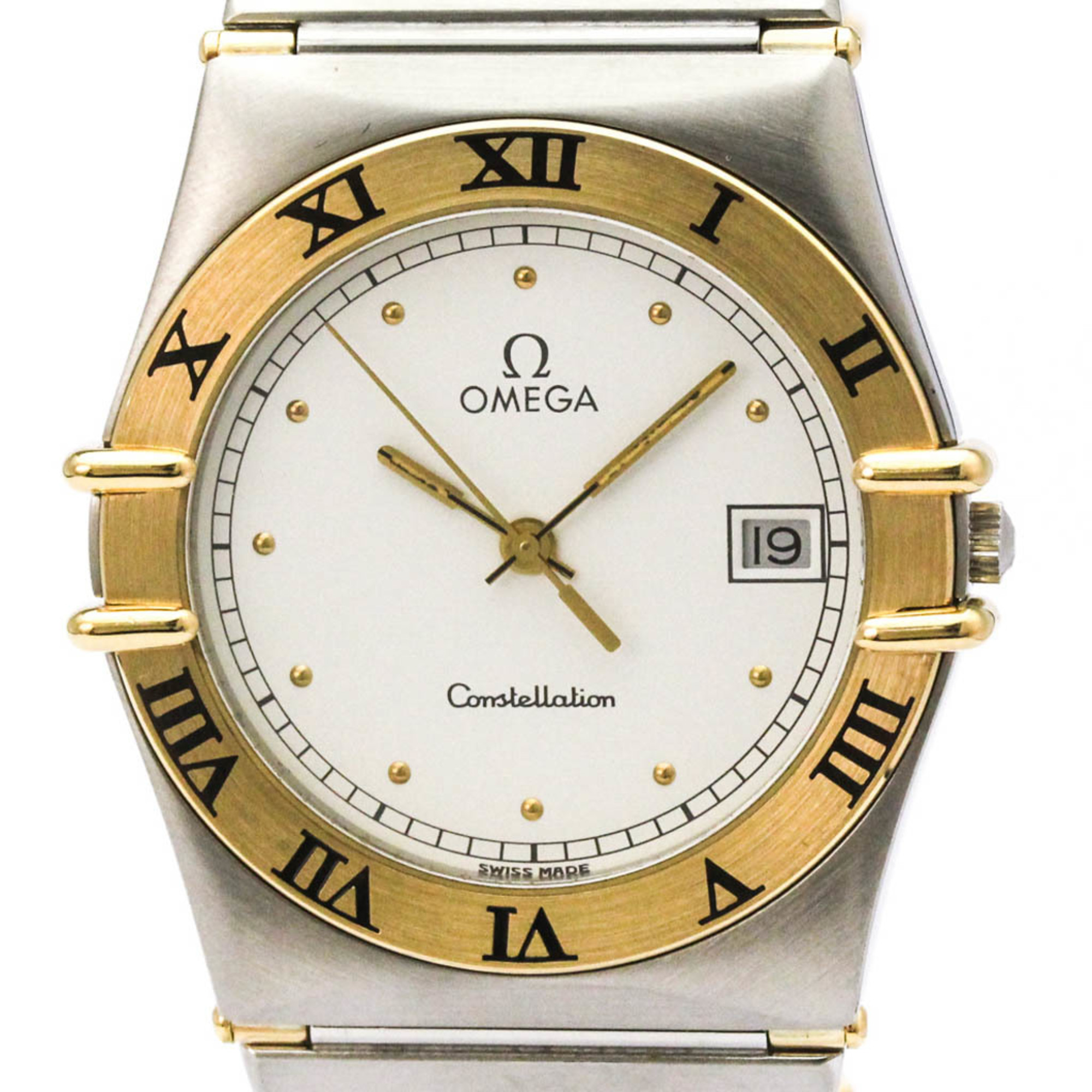 OMEGA Constellation 18K Gold Steel Quartz Mens Watch 396.1076 Polished