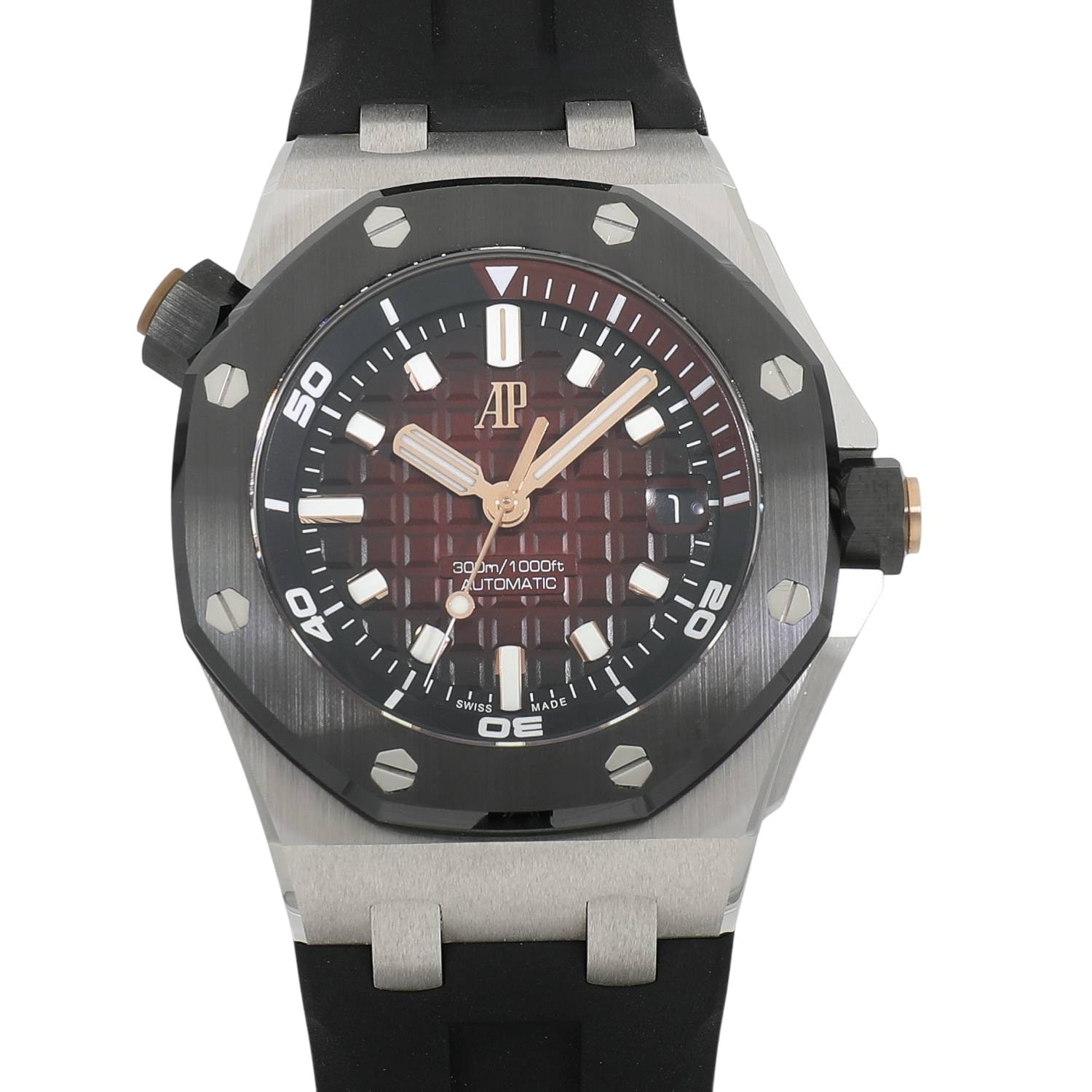 2024 [USED] AUDEMARS PIGUET ROYAL OAK OFFSHORE DIVER JAPAN LIMITED 100PCS 15720 SMOKE DEEP RED Watch