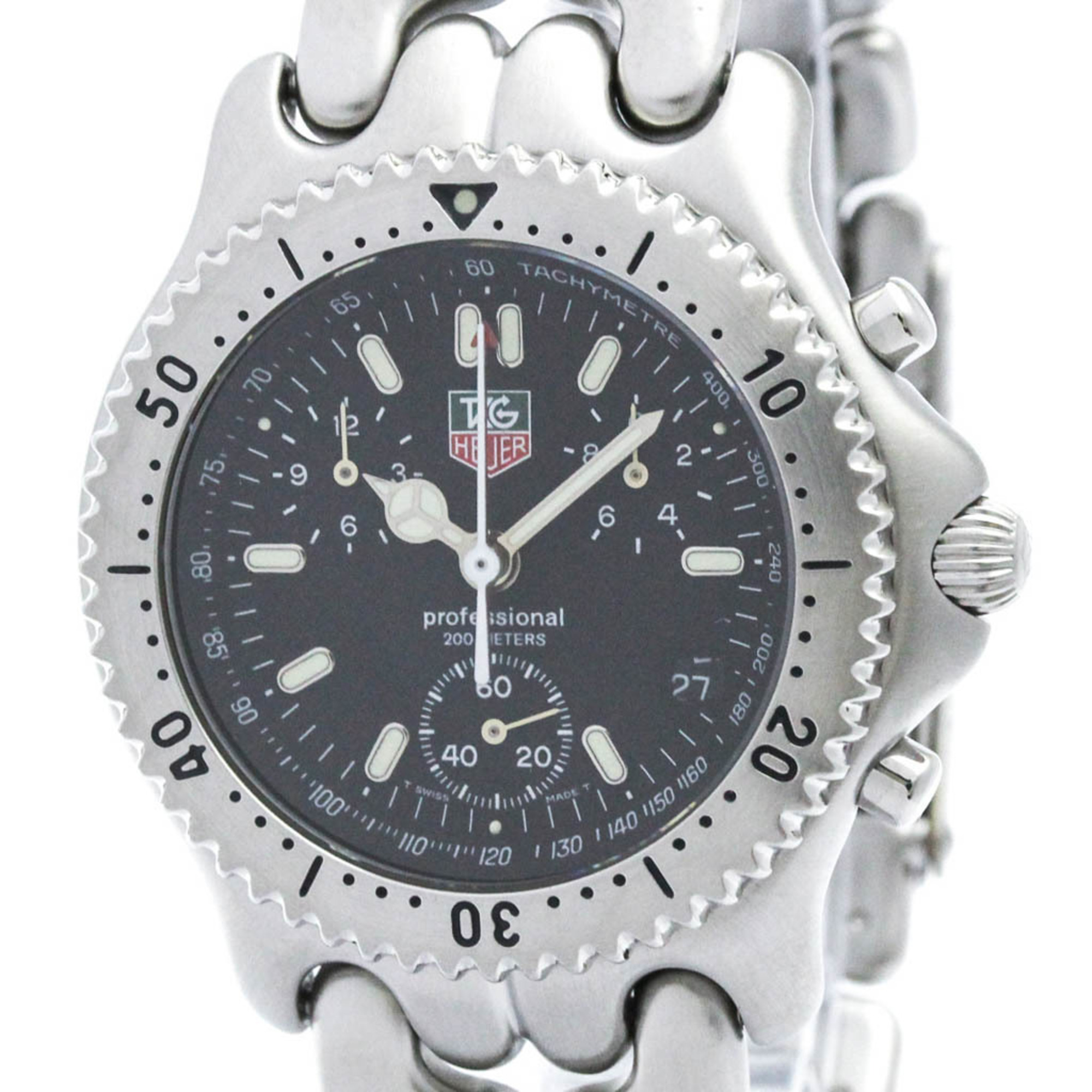 TAG HEUER Sel Chronograph 200M Steel Quartz Mens Watch CG1110 Polished