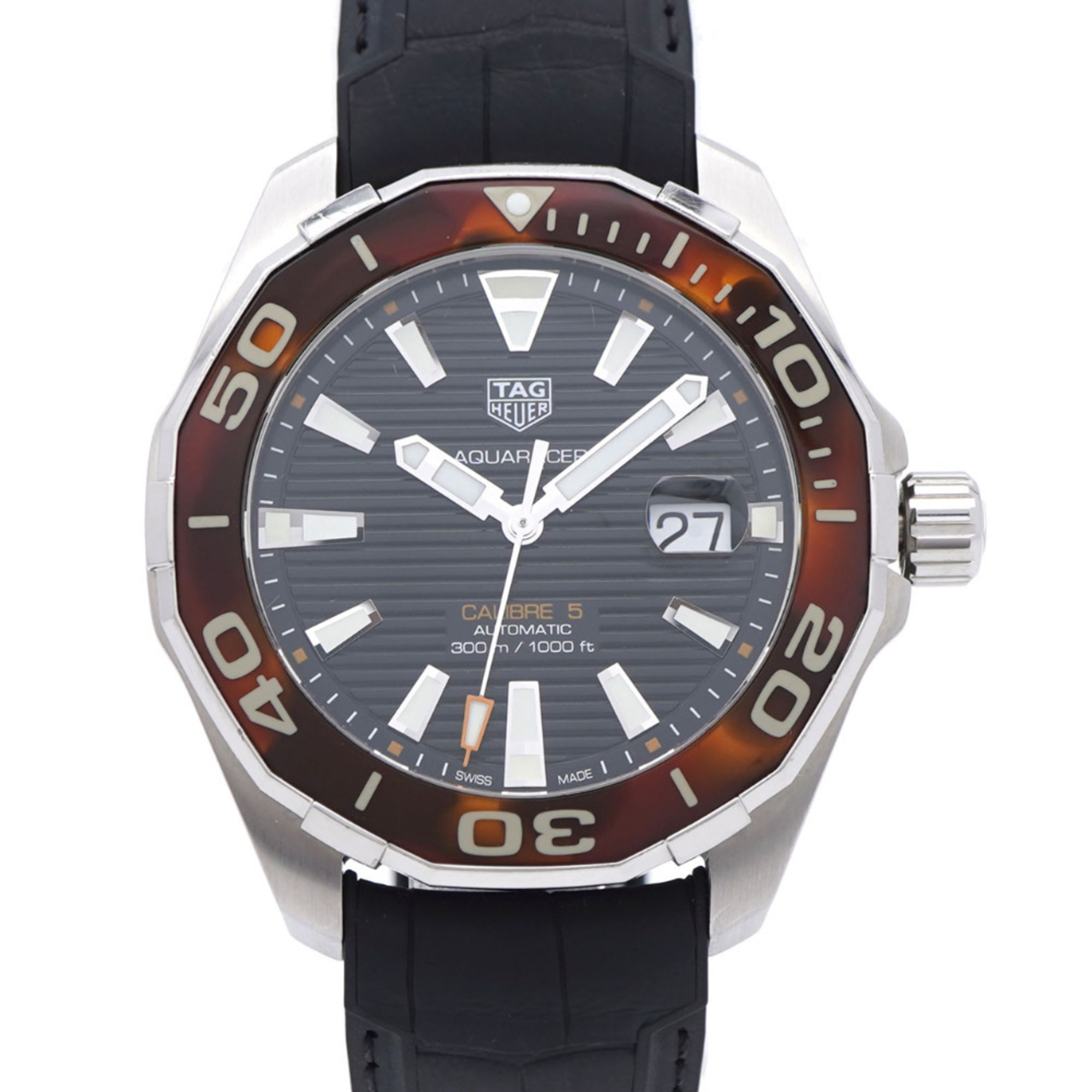TAG Heuer Aquaracer WAY201N Automatic Watch, Stainless Steel/Rubber, Black Dial, 0223