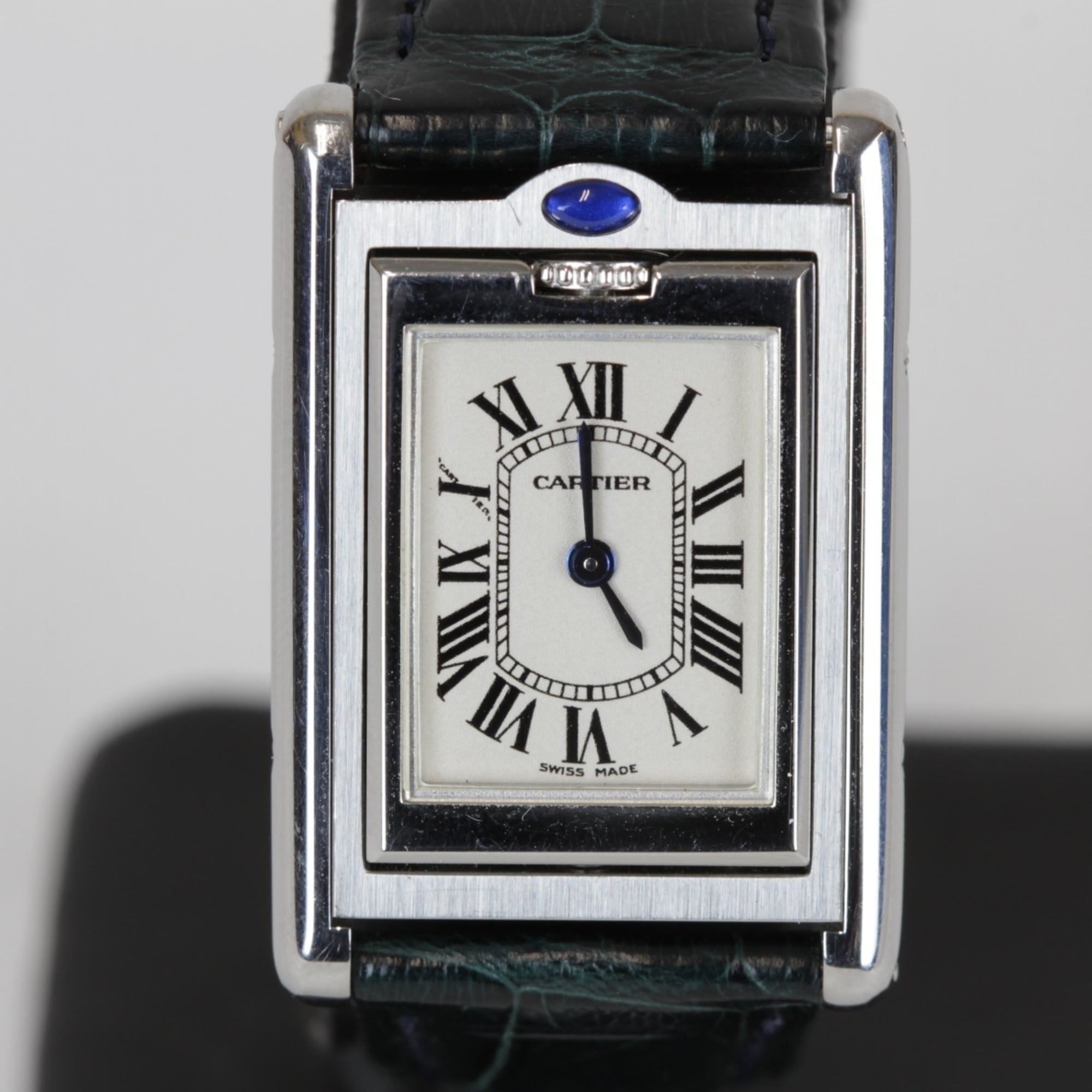 CARTIER Tank Basculant SM W1011158 Women\'s Stainless Steel/Leather Watch