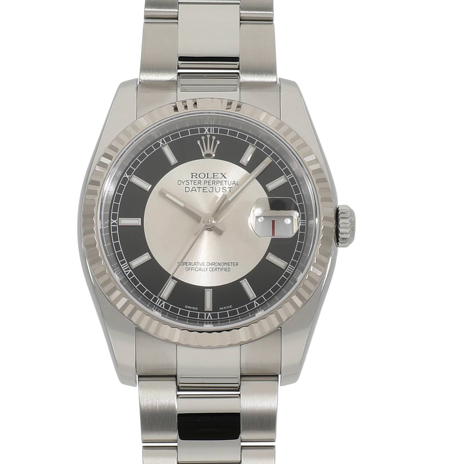 2005 [USED] ROLEX DATEJUST 116234 BLACK_SIVER 2 TONE Watch Ref: 116234