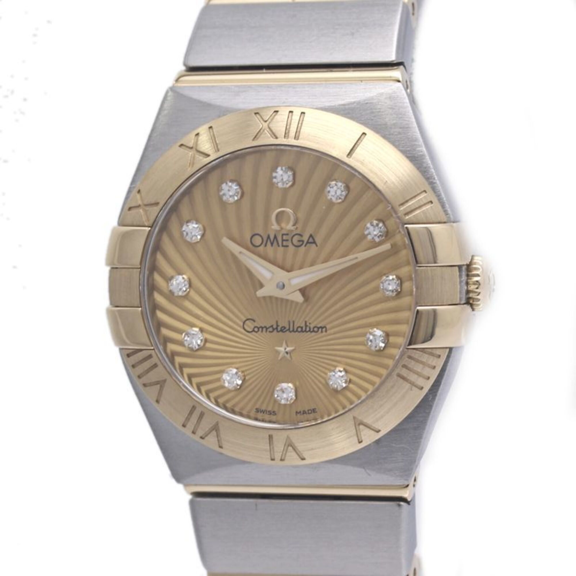 OMEGA Constellation Brushed 12-Diamond Watch 123.20.24.60.58.001 Women\'s K18YGxSS 40304