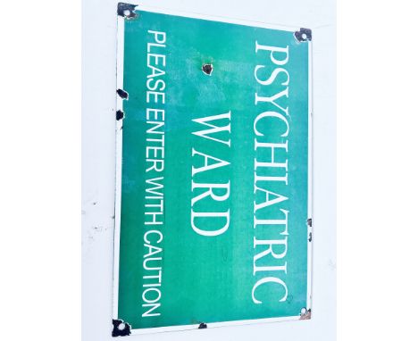Enamel psychiatric ward sign 