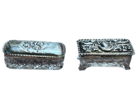 2x Silver lidded victorian trinket boxes 