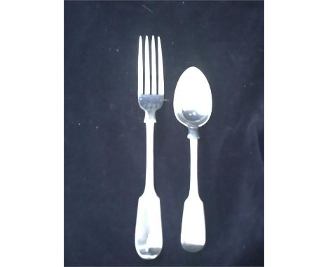 A hallmarked silver fork and spoon (127.4g)