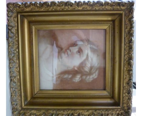 Attributed to JW Gordon - a head and shoulders portrait, a woman with plaited hair, looking down  oil on paper  bears label v