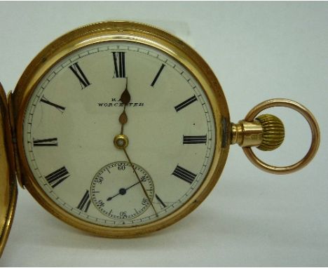 A 12ct gold half hunter pocket watch, Kay, Worcester