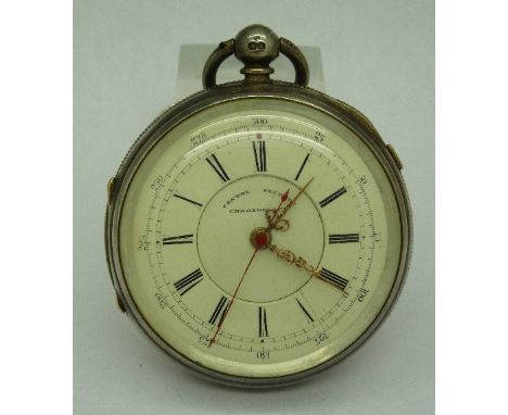A silver cased centre seconds chronograph pocket watch, Chester 1896