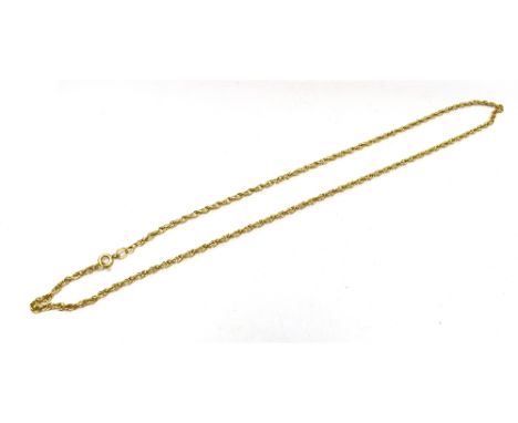 A 9CT GOLD CHAIN  The Prince of Wales link chain to a bolt ring fastener, 18 inches long, weighing approx. 4.7 grams. Conditi