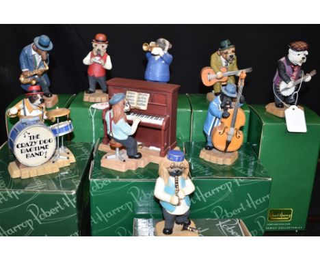 A GROUP OF NINE ROBERT HARROP 'CRAZY DOG RAGTIME BAND' FIGURES:  DP136 ''Strumming' Westie McKenzie'; DP137 ''Smooth Sax' Dac