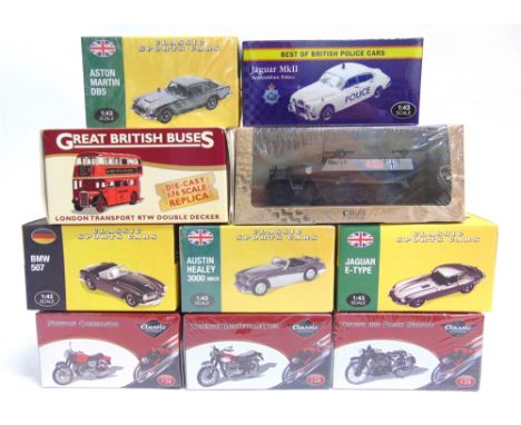 TEN ASSORTED ATLAS EDITIONS DIECAST MODEL VEHICLES  each mint or near mint and boxed, the boxes good (seven still shrink-wrap