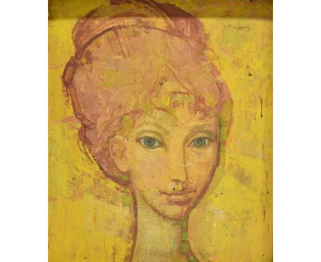 20TH CENTURY SCHOOL Portrait of a lady Oil on board 35cm x 40cm Condition Report : no real condition issues, no clue as to ar