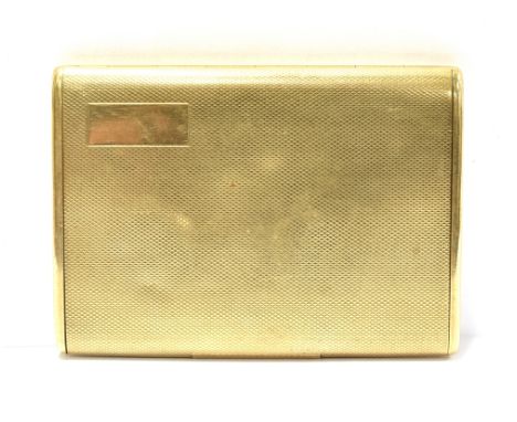 A 9CT GOLD CARD CASE BY SAMPSON MORDEN &amp; CO The case with engine turned decoration and plain cartouche to top opening, sp