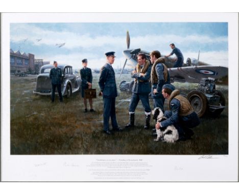 MILITARIA - GIL COHEN, A.S.A.A. (AMERICAN, B.1931)  ''Gentlemen, as you were' - Dowding at Hornchurch, 1940',  colour print, 