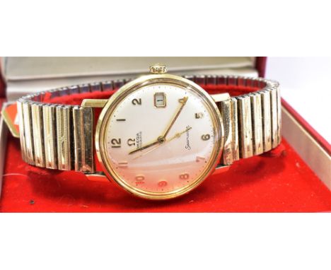 A GENT'S VINTAGE OMEGA SEAMASTER  two colour watch, the round steel dial with Arabic numerals and date window to 3 o'clock, g